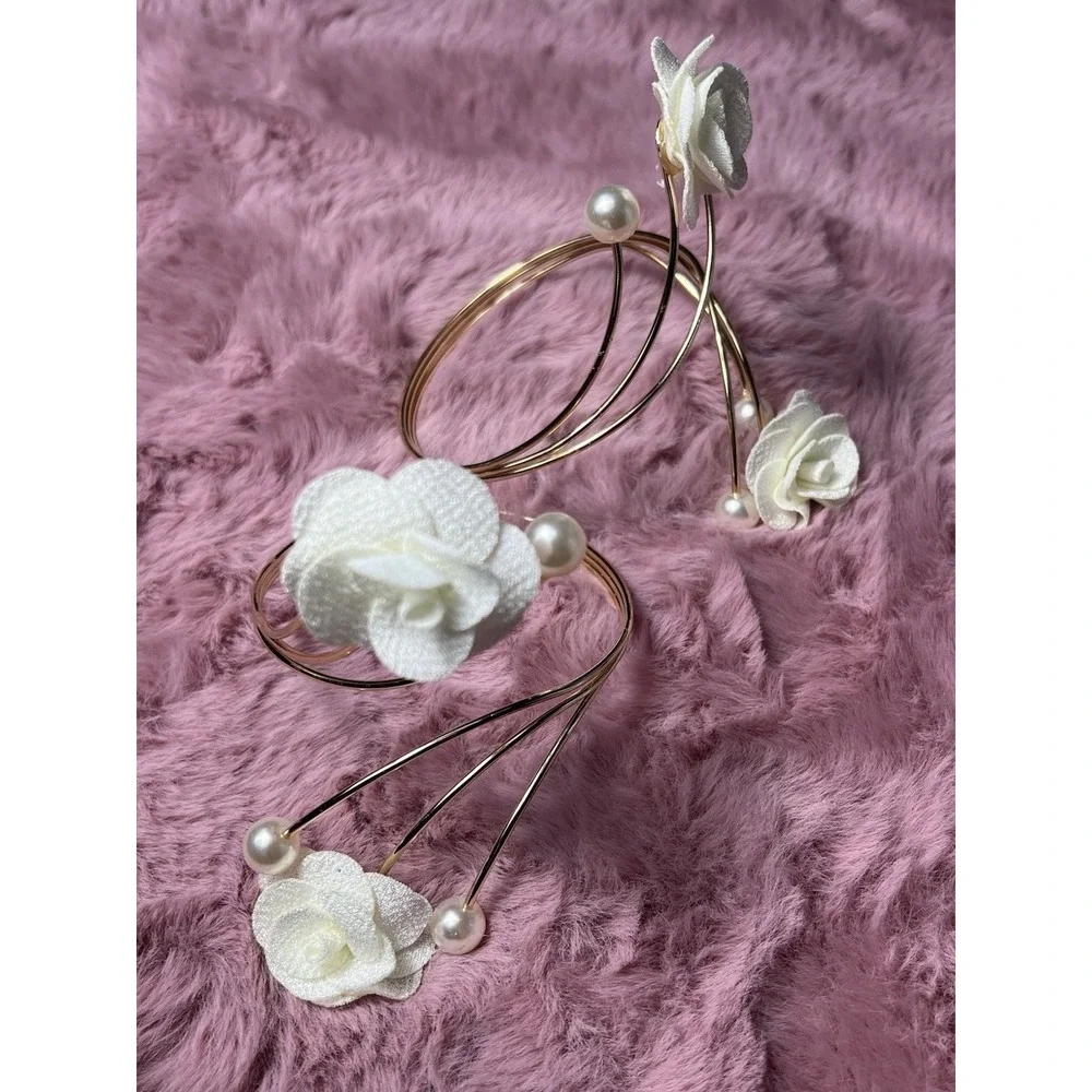2 Pcs Handmade Red Rose With Pearls Curtains‎ Tiebacks,gold